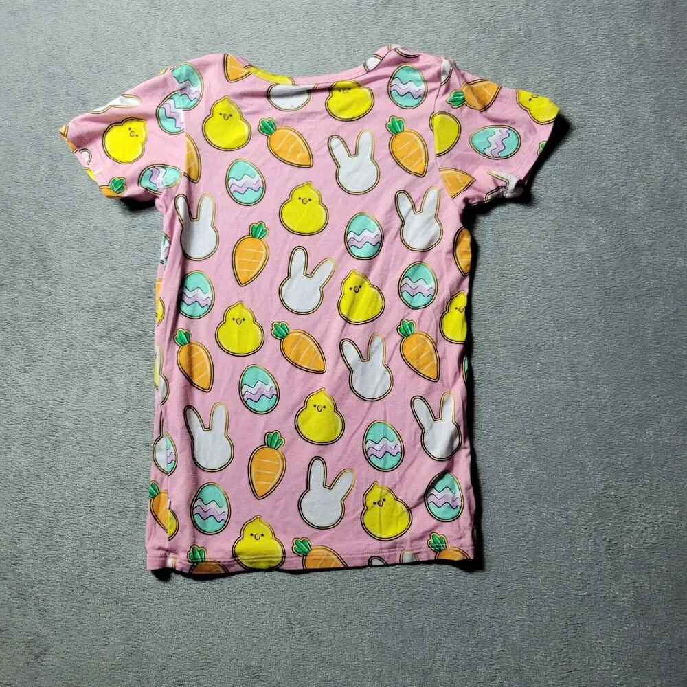 Little Pajama Co Shirt Girls Size 12 Pink Bamboo Easter Bunny Egg Carrot Stretch